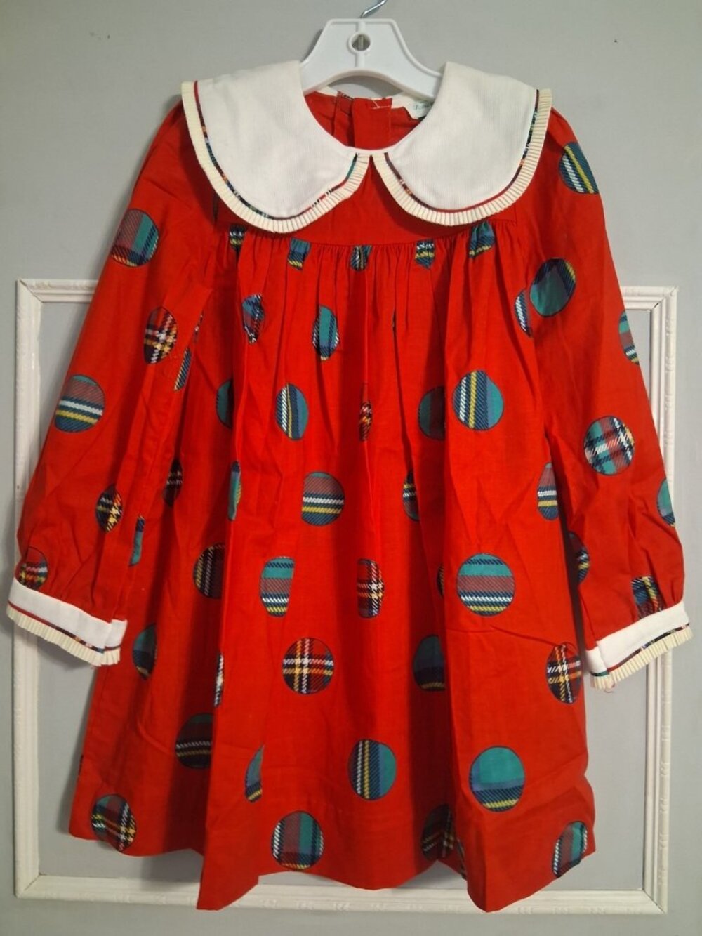 Vintage Rare Editions Dress Toddler 6 Girl Red w/Circles Cottagecore